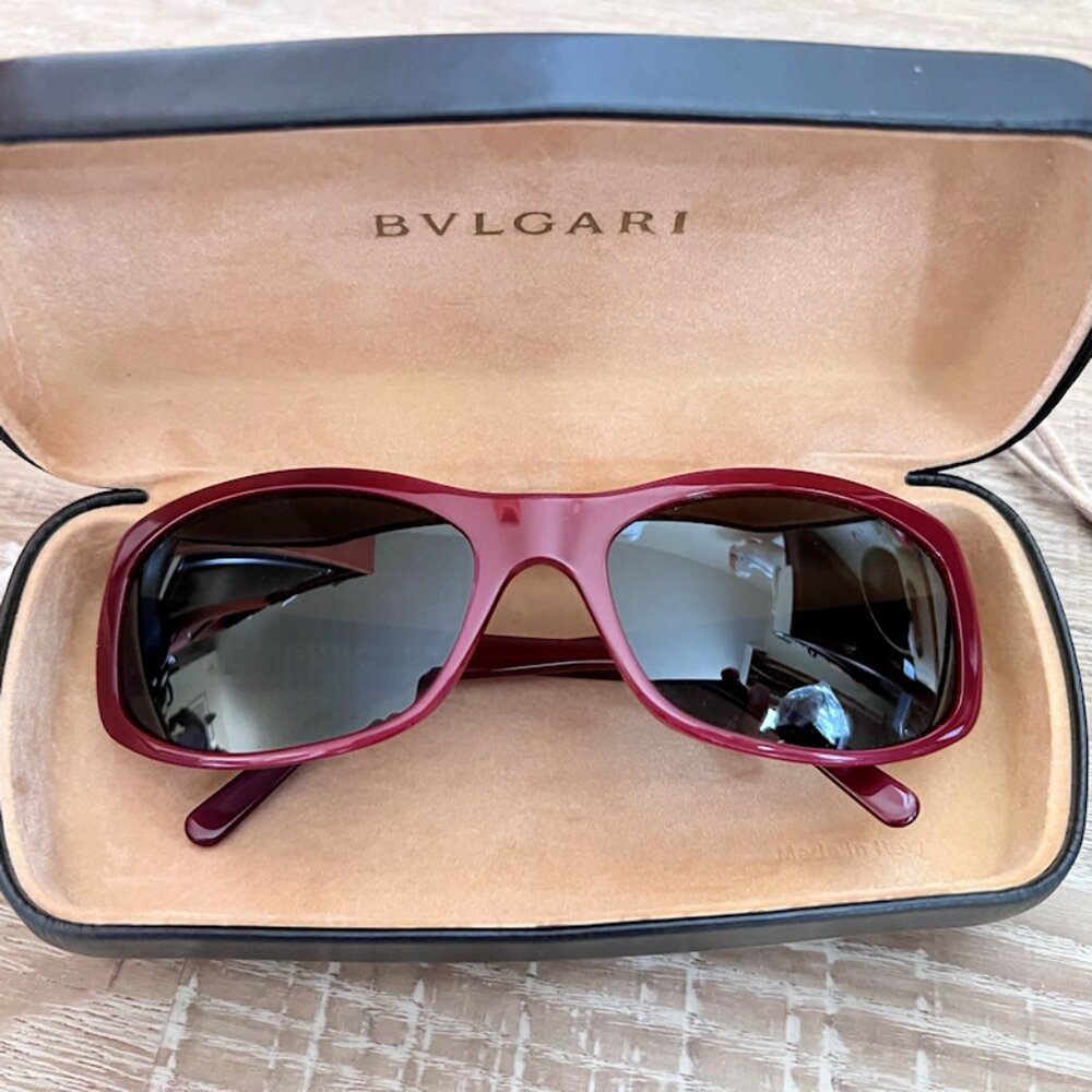 BVLGARI Burgundy Crystal Accent Sunglasses 8003-B 826 87 59 17-130